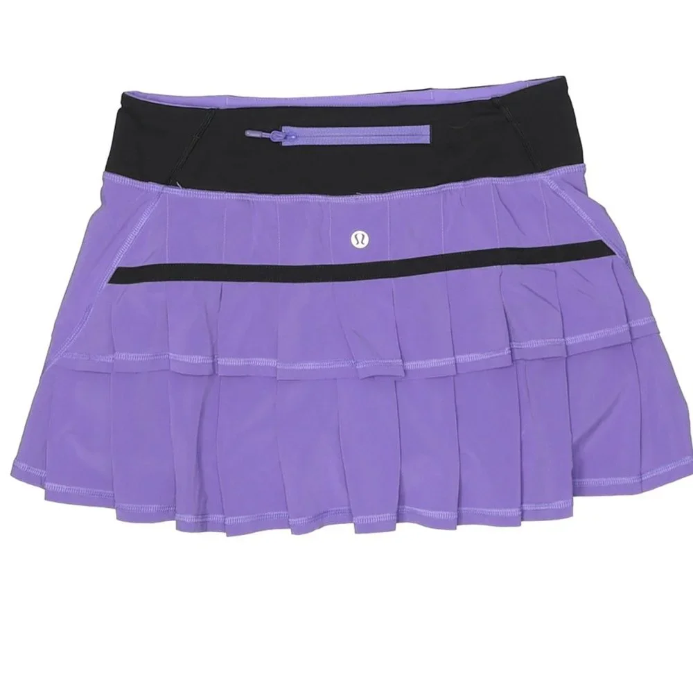 Lululemon skort Pace Setter purple black  Run Tennis skirt pleats sz 6 - Picture 3 of 4